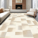Artisan Abstract Area Showcasing Cream Mosaic with Beige Geometric Overlays(Beige)