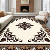 Traditional Floral Medallion with Ornate Border Details (Brown)