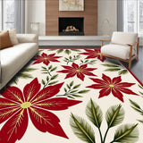 Seasonal Doorstep Greeting Adorned With Poinsettia Motif(Red)