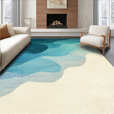 Coastal Decorative with Abstract Seahorse Silhouettes and Ocean Ripples(Blue)