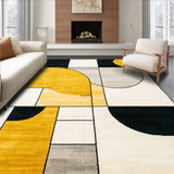 Geometric Minimalism Beige Black Yellow Abstract Bathroom Mat(Yellow)