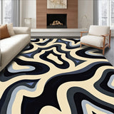 Abstract Rippled Wave Design with Shadowy Contrasts and Fluid Forms(Beige)