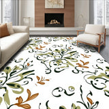 Botanical Vine Scroll with Natural Leaf Accent (White)