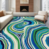 Artistic Impressionist Swirls Patterned Floor Decor(Blue)