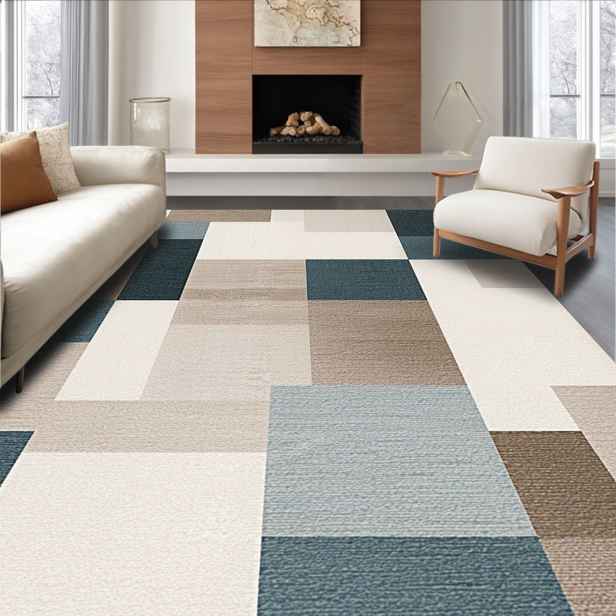Ultra Soft Area Rug, Non Slip, Stain Resistant, Washable Area Rugs for Living Room, Bedroom, Contemporary Brushed Taupe Area Rug for Minimalist Bedrooms(Beige)