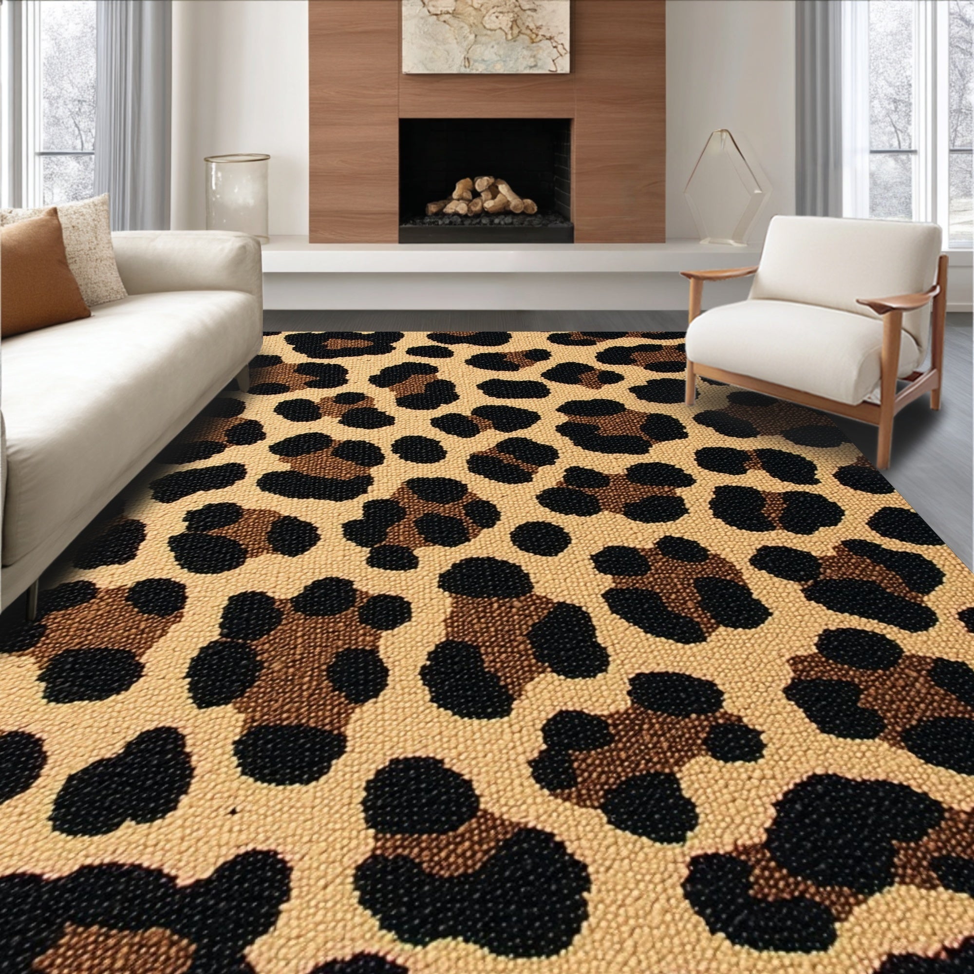 Ultra Soft Area Rug, Non Slip, Stain Resistant, Washable Area Rugs for Living Room, Bedroom, Exotic Brown Animal Print Bedroom Area Carpet(Beige)