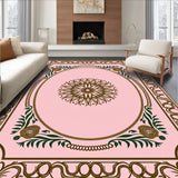 Rose Blossom Medallion Motif with Intertwined Petals and Delicate Vines(Pink)