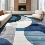 Dynamic Grey and Blue Mixed Hue Area Rug with Contemporary Spiral Pattern(Blue)