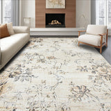 Floral Whisper Beige Anti Slip Bath Absorbent Shower(Beige)