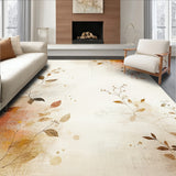 Boho Chic Area with Abstract Botanical Accents and Earthy Vintage Hues(Beige)