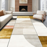 Contemporary Area In Beige With Geometric Shapes And Gold Accents(Beige)