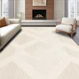 Artisan Woven Area with Minimalist Chevron Lines and Subtle Earth Motifs(Beige)
