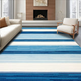 Coastal Stripe Area Rug for Balcony Easy Care Blue Ivory Carpet(Blue)