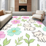 Cute Kitten Doodle Collage Fantasy Floral Whisker Art(Pink)