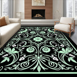 Lunar Moth and Poppy Tapestry with Interlocking Motifs(Black)