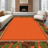 Pine Cone Forest Doormat with Evergreen Branch Border Trim(Orange)