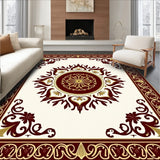 Filigree Medallion Surrounded by Heraldic Floral and Vinework(Brown)