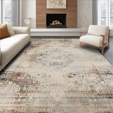 Vintage Patina Area Neutral Tone Distressed Non Slip(Beige)