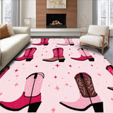 Ultra Soft Area Rug, Non Slip, Stain Resistant, Washable Area Rugs for Living Room, Bedroom, Cowboy Boots Play Mat(Pink)