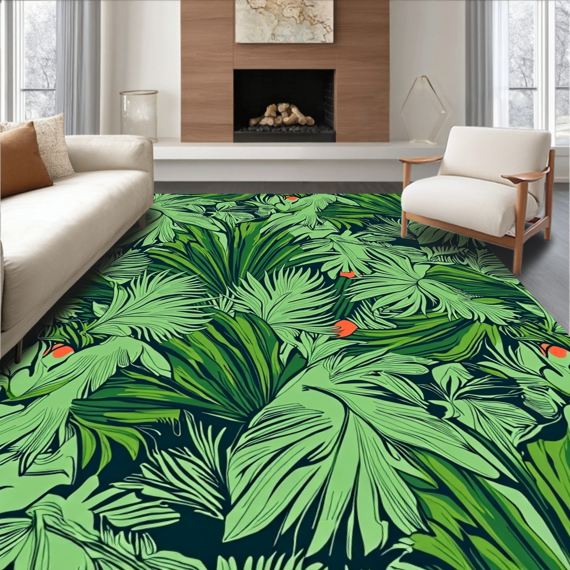 Maximalist Tropical Palm Frond Jungle with Dense Foliage (Green) - ODIKA