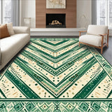 Low Profile Entryway with Beige Canvas and Green Modern Tribal Chevron Art(Green)