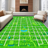 Ultra Soft Area Rug, Non Slip, Stain Resistant, Washable Area Rugs for Living Room, Bedroom, Non-Slip City Map Playroom Rug(Green)