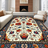 Ultra Soft Area Rug, Non Slip, Stain Resistant, Washable Area Rugs for Living Room, Bedroom, Floral Multi Color Outdoor Yoga Rug(White)