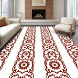 Modern Folk Art Flora Interlocking Lattice and Stylized Bloom(Brown)