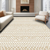 Elegant Beige Ivory Tribal Boho Motif Area(Beige)