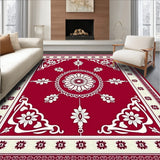 Elegant Bordered Medallion Tapestry Framed Classic Design(Red)