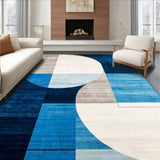 Abstract Blue & Beige Round Modern Design(Blue)