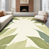 Exotic Leaf Motif Green Beige Botanical Garden Area(Beige)