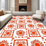 Heritage Gingham Grid with Interlocking Autumnal Accents(Orange)