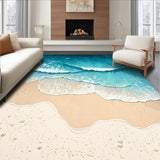 Ocean Wave Polyester Dorm Room Floor(Blue)
