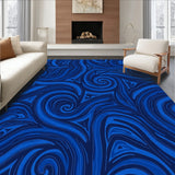 Flowing Wave Motif with Abstract Botanical Accents (Blue)