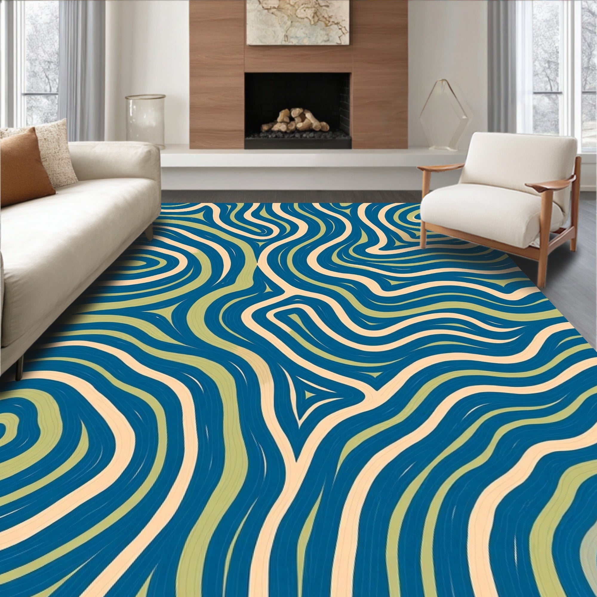 Abstract Wave Inspired with Fluid Shapes and Accent Details (Blue) - ODIKA