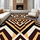 Interlocking Chevron Stripes With Weathered Texture Effects(Brown)