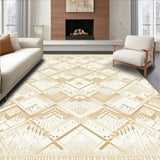 Beige Area with Textured Diamond and Accent Details(Beige)