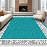 Abstract Damask Border with Interlocking Ornamental Swirl Design (Teal)