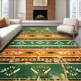 Ultra Soft Area Rug, Non Slip, Stain Resistant, Washable Area Rugs for Living Room, Bedroom, Boho Tribal Distressed Green Orange Living Room Rug(Green)