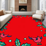 Charming Cardinal Birds with Holly Berry and Starry Sky Motif(Red)