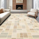 Graceful Beige with Geometric Blocks and Interlocking Grid Motifs(Beige)
