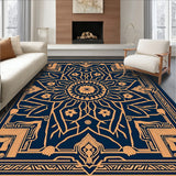 Boho Mosaic Abstract with Interlocking Lattice Filigree (Blue)