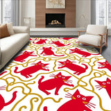 Whiskered Holiday Mischief with Illuminated Playful Feline Illustrations(Red)