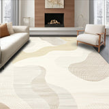 Abstract Cream Swirl Area Modern Neutral Floor Art(Beige)