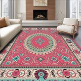 Boho Mosaic Medley of Stylized Wildflower Motifs and Interlocking Scrolls(Pink)