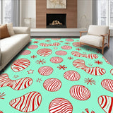 Whimsical Yuletide Scene with Cane Stripes(Blue)