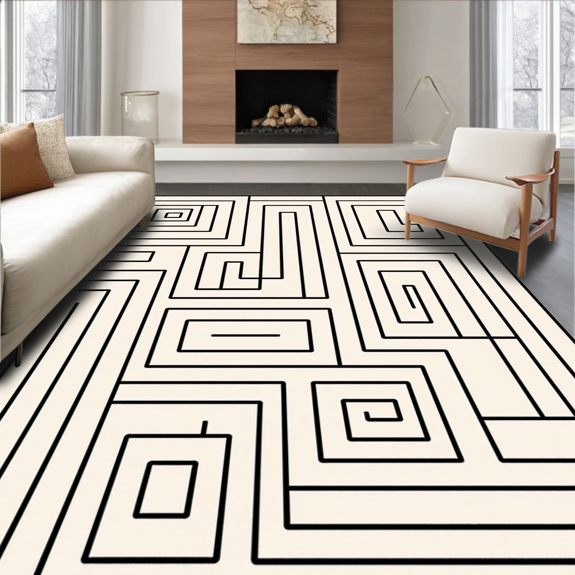 Modern Interlocking Maze with Subtle Scandinavian Motifs (Black) - ODIKA