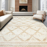 Indoor Beige Farmhouse Chic Geometric Area(Beige)