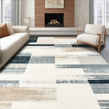 Elegant Faded Stripe Area Runner With Muted Beige and Slate Abstract Lines(Gray)